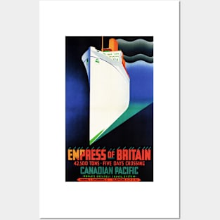 Empress of Britain Five Days Crossing Art Deco Vintage Travel Posters and Art